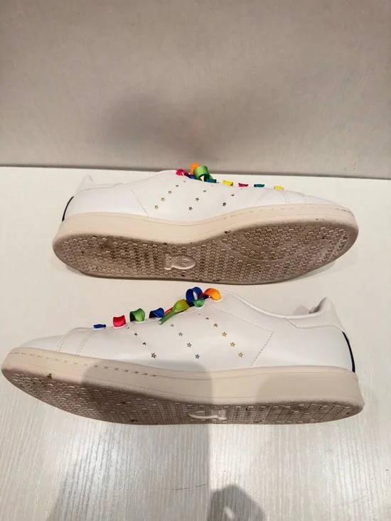Adidas x Stella McCartney Stan Smith Sneakers Rainbow Laces White Size 9.5 Men - Picture 9 of 16